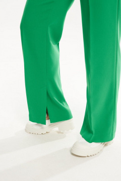 Зеленые прямые брюки из текстиля с карманами Mislana 856 зеленый - фото 4