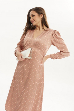Платье свободного силуэта с фигурным подрезом и резинками Mislana 829 нежная_роза - фото 5