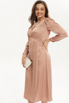 Платье свободного силуэта с фигурным подрезом и резинками Mislana 829 нежная_роза - фото 3