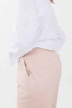 Брючные эко-кожаные брюки с зауженным к низу кроем Anelli 1223 бежевые_тона - фото 2