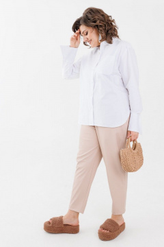 Брючные эко-кожаные брюки с зауженным к низу кроем Anelli 1223 бежевые_тона - фото 3