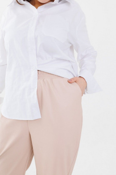 Брючные эко-кожаные брюки с зауженным к низу кроем Anelli 1223 бежевые_тона - фото 4