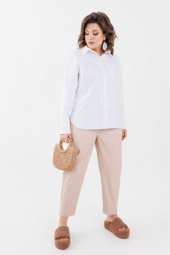 Брючные эко-кожаные брюки с зауженным к низу кроем Anelli 1223 бежевые_тона - фото 1