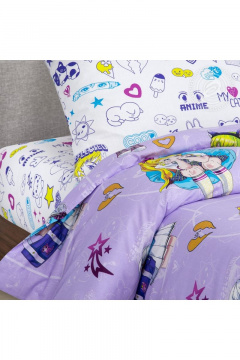 Домашний постельный комплект поплин 1,5-спальный АРТПОСТЕЛЬ 912А аниме - фото 5