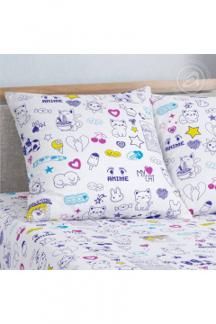 Домашний постельный комплект поплин 1,5-спальный АРТПОСТЕЛЬ 912А аниме - фото 4