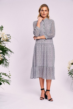 Макси платье из шифона с планкой и воланами KaVaRi 1009.1 белый_принт - фото 5