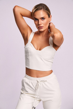 Топ-биюстье из экокожи на широких бретелях KaVaRi 5001.4 молочный - фото 3