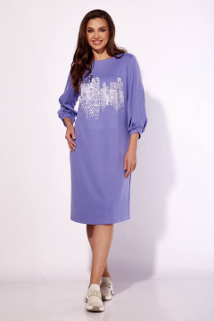 Платье из трикотажа с рукавом 3/4 и мягкими складками TAiER 1174 лаванда - фото 5