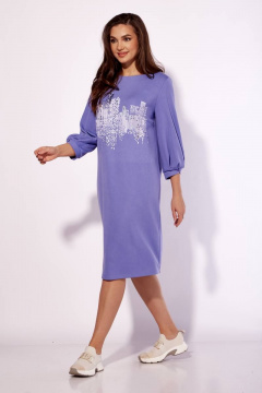 Платье из трикотажа с рукавом 3/4 и мягкими складками TAiER 1174 лаванда - фото 3