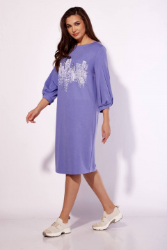 Платье из трикотажа с рукавом 3/4 и мягкими складками TAiER 1174 лаванда - фото 2