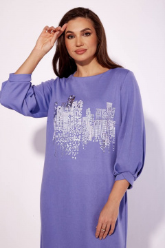 Платье из трикотажа с рукавом 3/4 и мягкими складками TAiER 1174 лаванда - фото 4