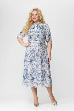 Платье из шифона с застёжкой на пуговицах и завязкой-бантом Slaviaelit 451-1 серо-голубой - фото 1