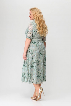 Платье приталенное из шифона с бантом и пуговицами Slaviaelit 451-1 светло-зеленый - фото 2