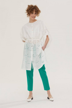Летний белый комплект блуза и брюки из хлопка Vesnaletto 3442-3 - фото 2