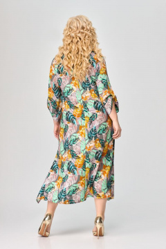 Платье на каждый день из текстиля с рукавом и карманами Svetlana-Style 1776 листики - фото 2