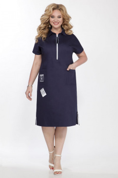 Платье прямого силуэта с карманами и разрезами Matini 3.1510 темно-синий - фото 2