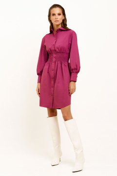 Платье на каждый день из хлопка с отложным воротником Панда 114780w темно-малиновый - фото 2