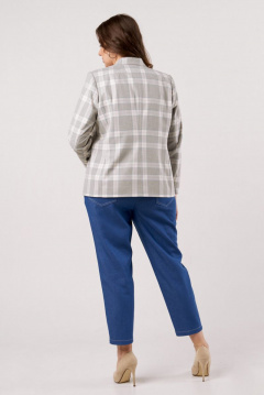 Двубортный костюм из жакета и брюк для делового образа Andina city 9011 клетка_беж+джинс - фото 2