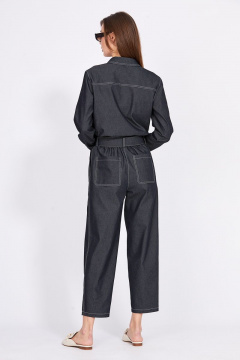 Блуза из джинса с накладным карманом и контрастной строчкой EOLA 2370 темно-синий - фото 4