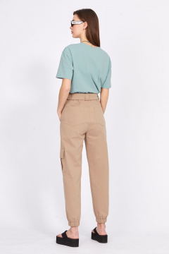 Брюки-карго прямые из джинса с клапанами и ремнем EOLA 2391 темно-бежевый - фото 3