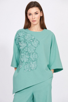 Блуза и брюки из плательной ткани с асимметричным низом EOLA 2398 мята - фото 5
