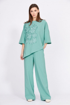 Блуза и брюки из плательной ткани с асимметричным низом EOLA 2398 мята - фото 3
