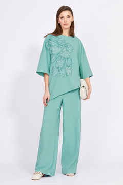 Блуза и брюки из плательной ткани с асимметричным низом EOLA 2398 мята - фото 1