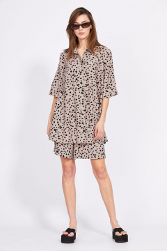 Блуза и шорты из вискозы с принтом для лето EOLA 2409 бежевый_черный - фото 5