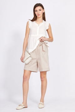 Блуза с рюшем и вырезом V из вискозы и текстиля EOLA 2415.1 молочный - фото 4