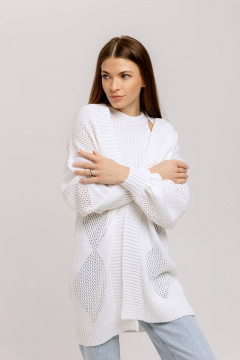 Базовый кардиган оверсайз из хлопка, белый, демисезон Romgil 832ХТЗ белый - фото 1