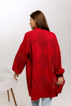 Кардиган оверсайз из хлопка для женского гардероба Romgil 832ХТЗ малиново-красный - фото 2