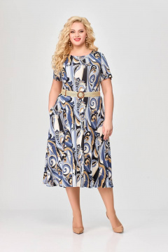 Платье из трикотажа с расклешенной юбкой и карманами Swallow 656 - фото 1