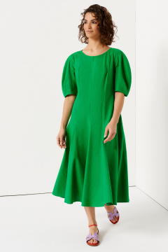 Летнее платье из льна с коротким рукавом и длиной до колена Панда 140080w зеленый - фото 2