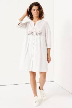 Платье летнее из хлопка белое с короткими рукавами Панда 140880w белый - фото 1