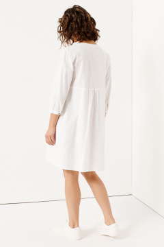 Платье летнее из хлопка белое с короткими рукавами Панда 140880w белый - фото 2