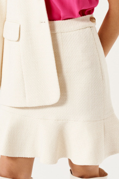 белая летняя юбка из рогожки с поясом для деловых образов Панда 141650w молочный - фото 3