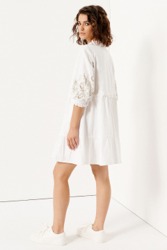 Платье на каждый день из хлопка с пятиугольным вырезом Панда 143280w белый - фото 4