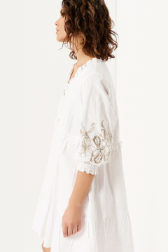 Платье на каждый день из хлопка с пятиугольным вырезом Панда 143280w белый - фото 5