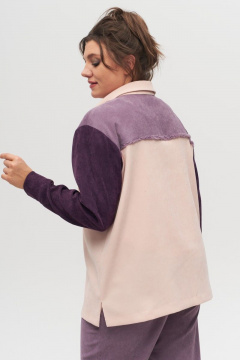 Рубашка пэчворк с кокеткой бахромой и карманами Anelli 1303 фиолет - фото 5