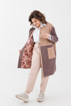 Бежевый жакет из вельвета с накладными карманами Anelli 1271 капучино - фото 5