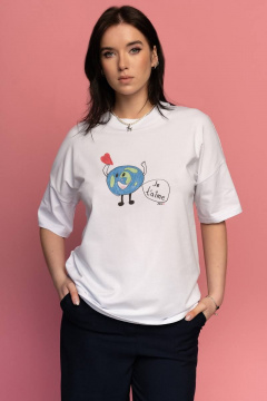 Джемпер из трикотажа с рисованным рисунком на лето JRSy 2325 белый - фото 1