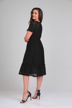 Миди платье из кружева на подкладке с воланами Verita 2205 черный - фото 3