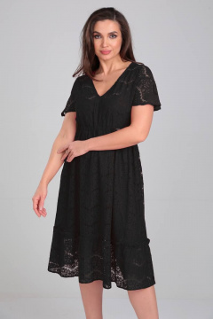 Миди платье из кружева на подкладке с воланами Verita 2205 черный - фото 2