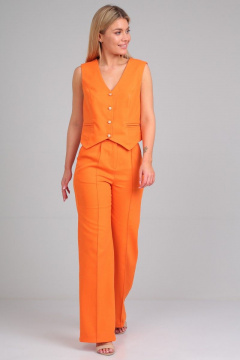 Демисезонный костюм из текстиля с жилетом и расклешенными брюками Your size 2193 - фото 5