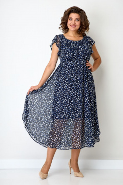 Платье из шифона нарядное с рукавом-волан и тесьмой Solomeya Lux 782C - фото 1