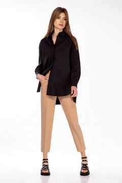 Блуза женская из хлопка с застежкой на пуговицы DAVA 162 черный - фото 1