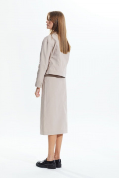 Бежевый костюм из текстиля с жакетом и юбкой на каждый день DAVA 163 светло-бежевый - фото 5