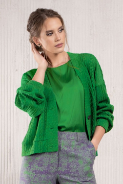 Зеленый свободный трикотажный кардиган с пуговицами Avanti С-103-2 - фото 4