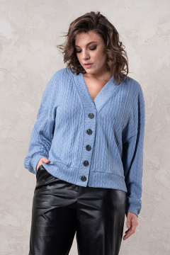 Голубой вязаный кардиган свободного кроя на пуговицах Avanti С-103 - фото 1