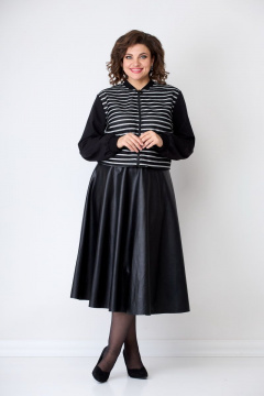 Черный кружевной бомбер с гипюровыми вставками и воротником-стойкой Solomeya Lux 946A - фото 3